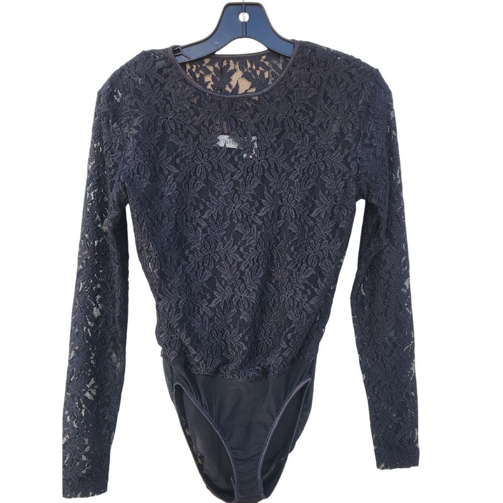Vintage 90s Rich Mom Ann Taylor Lace Stretch Whimsigoth Fairy Dark Bodysuit Bias